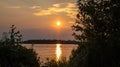 Sunset on White Lake Manitoba, in the Whiteshell Provincial Park with an island in the background Royalty Free Stock Photo