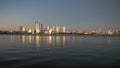 Sunset wide shot of the city of perth and the swan river from south perth esplanade Royalty Free Stock Photo