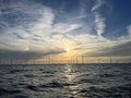 Sunset at windmills at Markermeer