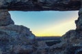 Sunset at the window of Isalo, Madagascar Royalty Free Stock Photo