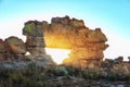 Sunset at the window of Isalo, Madagascar Royalty Free Stock Photo