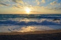 Sunset on a windy Ionian beach
