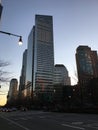 Sunset in Winter in Manhattan in New York, NY.