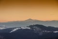Sunset winter mountain Carpathians, Bukovel, Ukraine