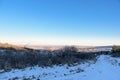 Sunset winter mountains, road Royalty Free Stock Photo