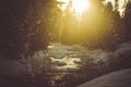 Sunset Winter River Royalty Free Stock Photo