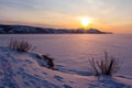 Sunset on the winter sea Royalty Free Stock Photo
