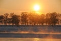 Sunset in Winter tale. Jilin Rime Islands of Northeast Royalty Free Stock Photo