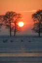 Sunset in Winter tale. Jilin Rime Islands of Northeast Royalty Free Stock Photo