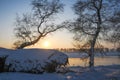 Sunset in Winter tale. Jilin Rime Islands of Northeast Royalty Free Stock Photo