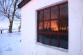 sunset winter windw Royalty Free Stock Photo