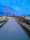 Sunset winter Wyoming path in Cheyenne. Royalty Free Stock Photo