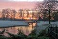 Sunset wintertime netherlands snow