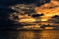 Sunset on wonderful Turquoise Tropical Paradise background Royalty Free Stock Photo