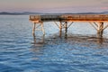 Sunset on a wooden fishing pier, Sidney, BC Royalty Free Stock Photo