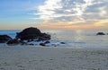 Sunset at Woods Cove Beach in Laguna Beach, California. Royalty Free Stock Photo