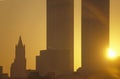 Sunset on World Trade towers, New York City, NY Royalty Free Stock Photo