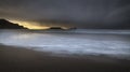 Sunset at Worms Head and Rhossili Bay Swansea Royalty Free Stock Photo