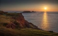 Sunset at Worms head rhossili bay Royalty Free Stock Photo