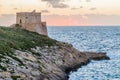 Sunset at the Xlendi Tower on the island of Gozo, Mal Royalty Free Stock Photo