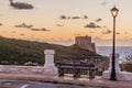 Sunset at the Xlendi Tower on the island of Gozo, Mal Royalty Free Stock Photo