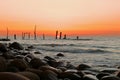 Sunset at Xucuogang Wetlands, heaven for migratory birds in Dayuan District, Taoyuan City,