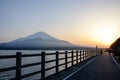 Sunset at Yamanaka Lake with Mount Fuji