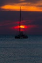 Sunset with yatch Royalty Free Stock Photo