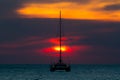 Sunset with yatch Royalty Free Stock Photo