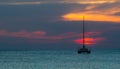 Sunset with yatch Royalty Free Stock Photo