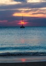 Sunset with yatch Royalty Free Stock Photo