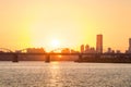 Sunset at Yeouido along the Han River in Seoul, South Korea Royalty Free Stock Photo