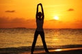 Sunset yoga woman