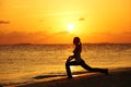 Sunset yoga woman