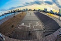 Sunset from Yokohama Universitys Bridge Royalty Free Stock Photo