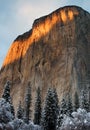 Sunset in Yosemite Valley at Christmastime Royalty Free Stock Photo
