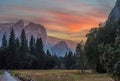 Sunset in the Yosemite Valley, Yosemite National Park Royalty Free Stock Photo