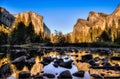 Sunset on Yosemite Valley View, Yosemite National Park, California Royalty Free Stock Photo