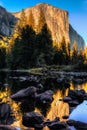 Sunset on Yosemite Valley View, Yosemite National Park, California Royalty Free Stock Photo