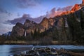Sunset at Yosemite Valley in Yosemite National Park, Sierra Nevada, California Royalty Free Stock Photo