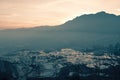 Sunset at Yuanyang Rice Terraces - Unesco World Heritage Site Royalty Free Stock Photo