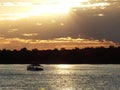 Sunset on the Zambezi, Victoria Falls Royalty Free Stock Photo