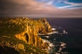 Sunset Zawn Trevilley and Carn Boel at Lands End Royalty Free Stock Photo