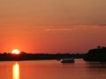 Sunset in Zimbabwe over Zambezi river Royalty Free Stock Photo