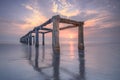 Sunsets beach bridge reflection