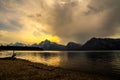 Sunset on Colter Bay in Grand Yeton National Park in Wyoming Royalty Free Stock Photo