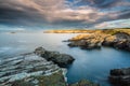 The sunsets in the sea of the coasts and beaches of Galicia and Asturias Royalty Free Stock Photo