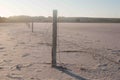 Sunsetting over a salt covered wetland Royalty Free Stock Photo
