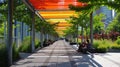 Sunshade Along City Walkway Royalty Free Stock Photo