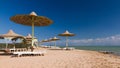 Sunshades on the beach of El Gouna Royalty Free Stock Photo